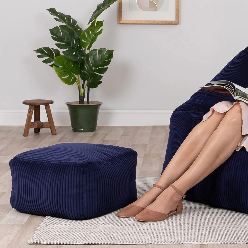 Theo Corduroy Poef - Navy Blue
