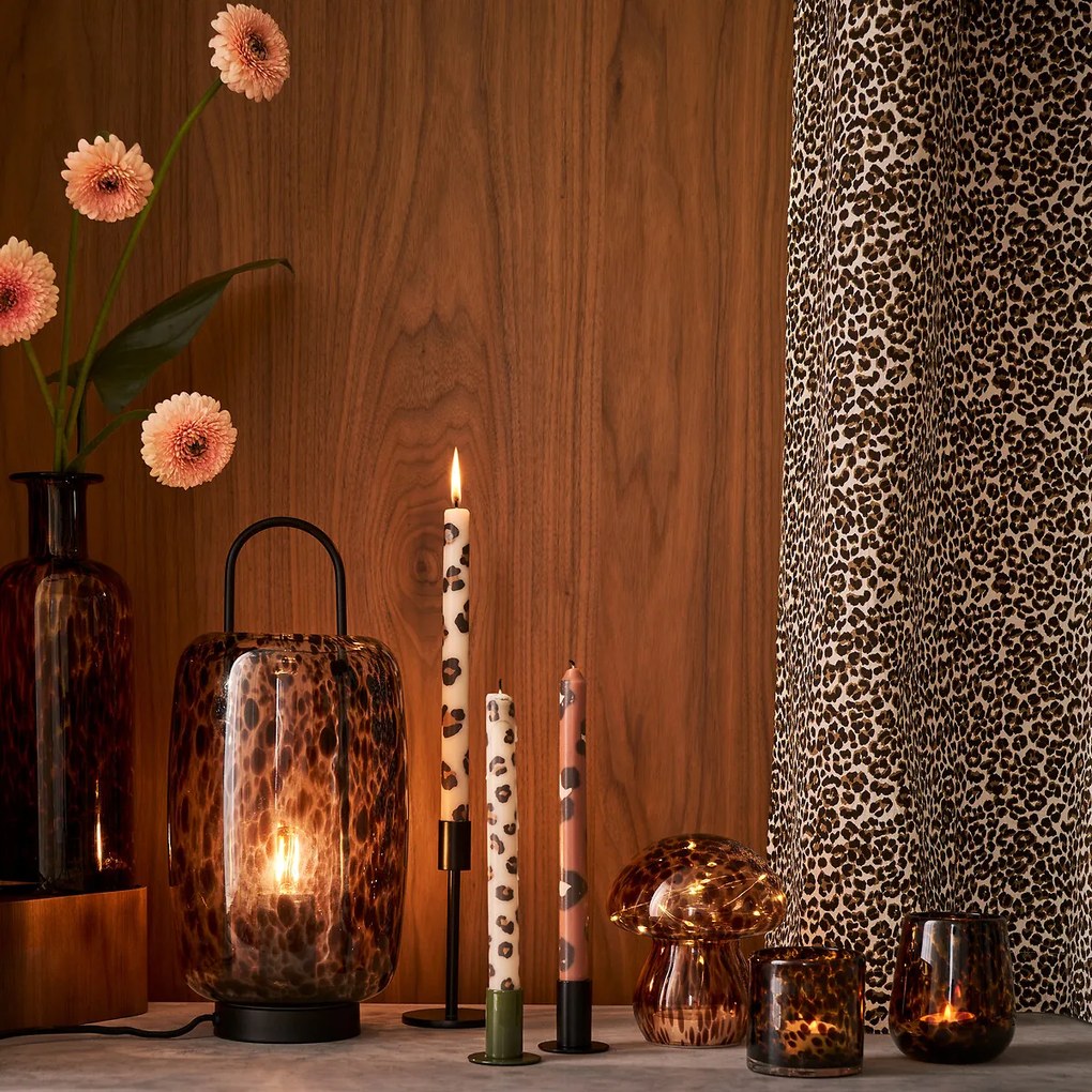 Set van 2 kaarshouders in amberkleurig glas, Fauvita