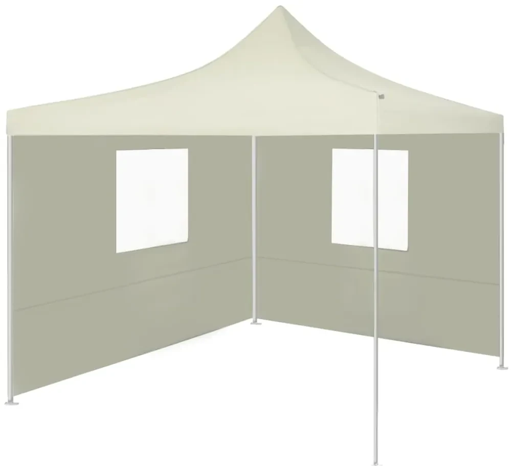vidaXL Partytent met 2 zijwanden inklapbaar 2x2 m staal crème