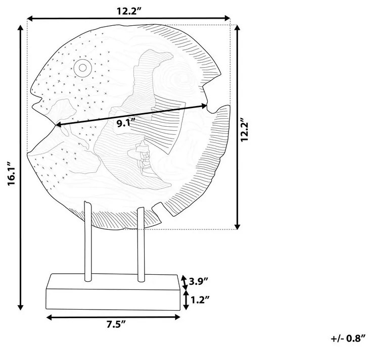 Decofiguur teakhout PLAICE FISH Beliani