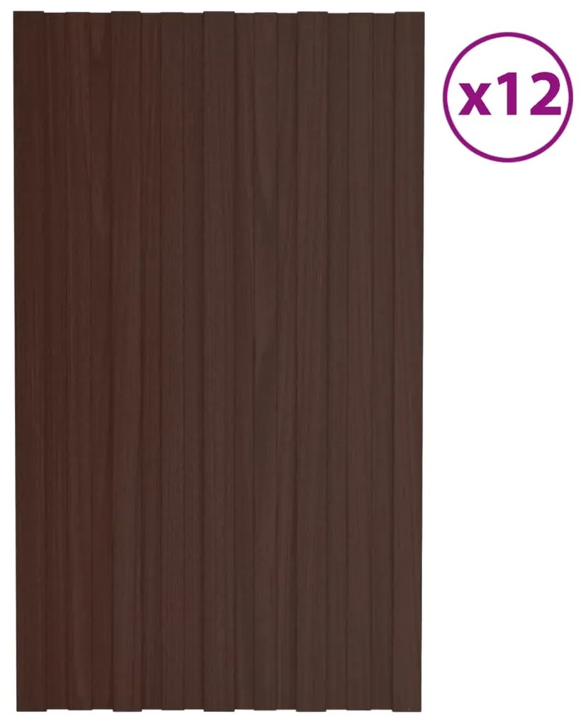 vidaXL Dakpanelen 12 st 80x45 cm gegalvaniseerd staal bruin