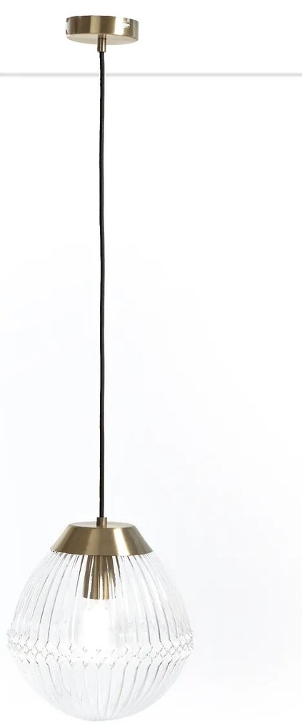 Hanglamp in messing en geribbeld glasØ26 cm, Ari