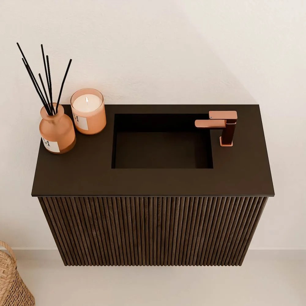 Mondiaz Joya 50cm toiletmeubel walnut met wastafel faye rechts 1 kraangat urban