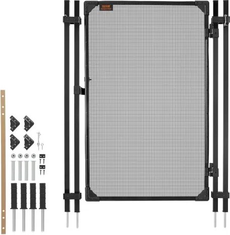 VEVOR Zwembadhekpoort 1,2 x 0,75 m, Deur voor zwembadhek, Kinderveiligheidshek, Veiligheidshekset met metalen bout, 352 g/m² Teslin PVC-doek, Vierkante buis, Afsluitbaar, voor zwembaden, Zwart