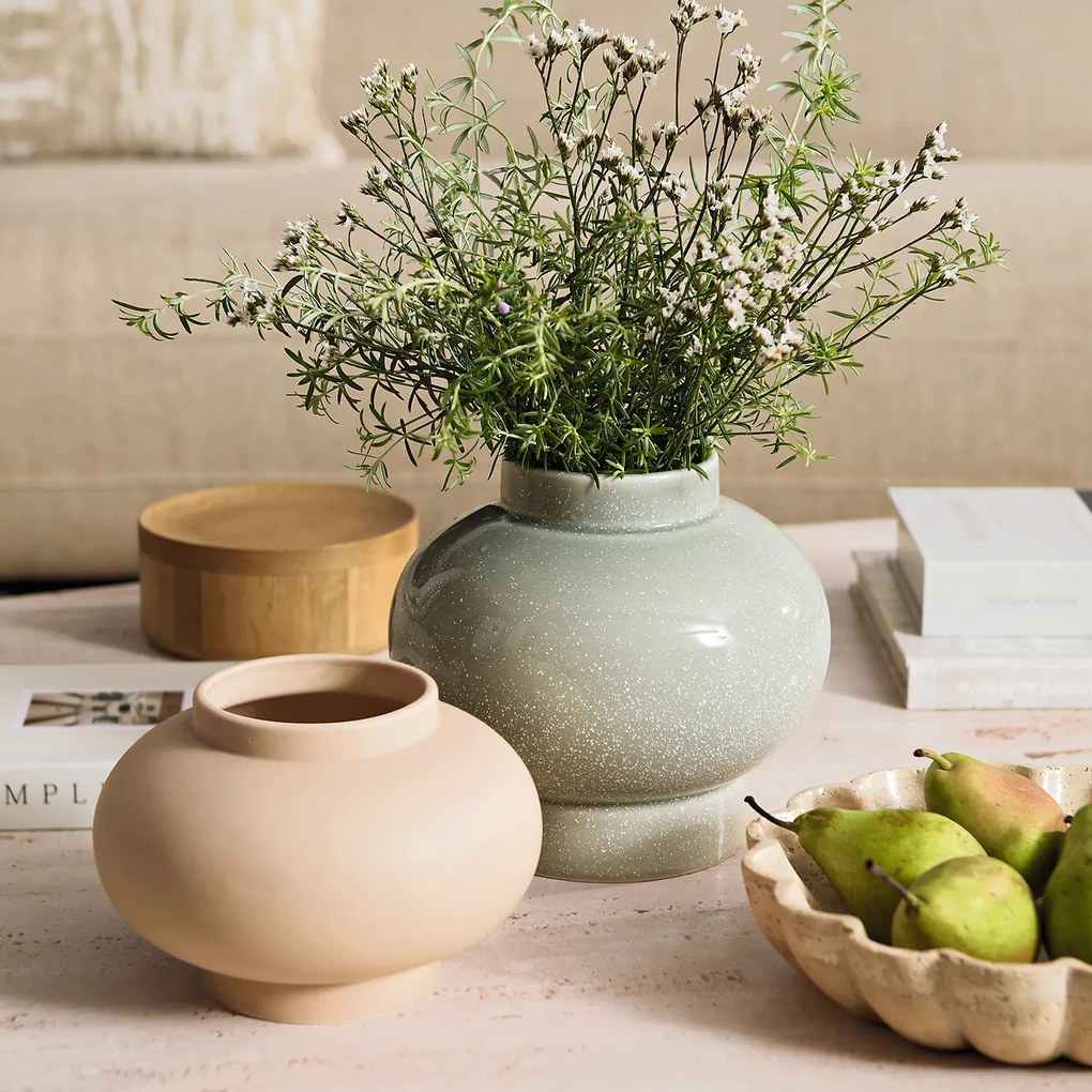 Ronde vaas van gestippeld geglazuurd keramiek, LECCIA