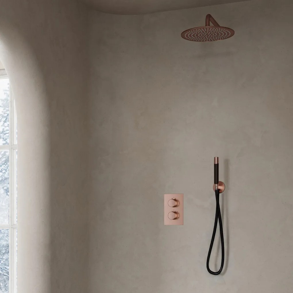 Saniclear Copper Pro inbouw regendouche met wandarm en 30cm hoofddouche geborsteld koper zwart