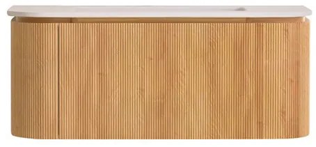 Lambini Designs Eleganza rond badmeubel 120cm acacia met ribbelfront en wastafel zonder kraangat