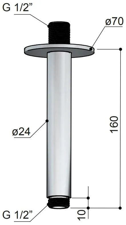 Hotbath ACE plafondarm 15cm messing geborsteld PVD