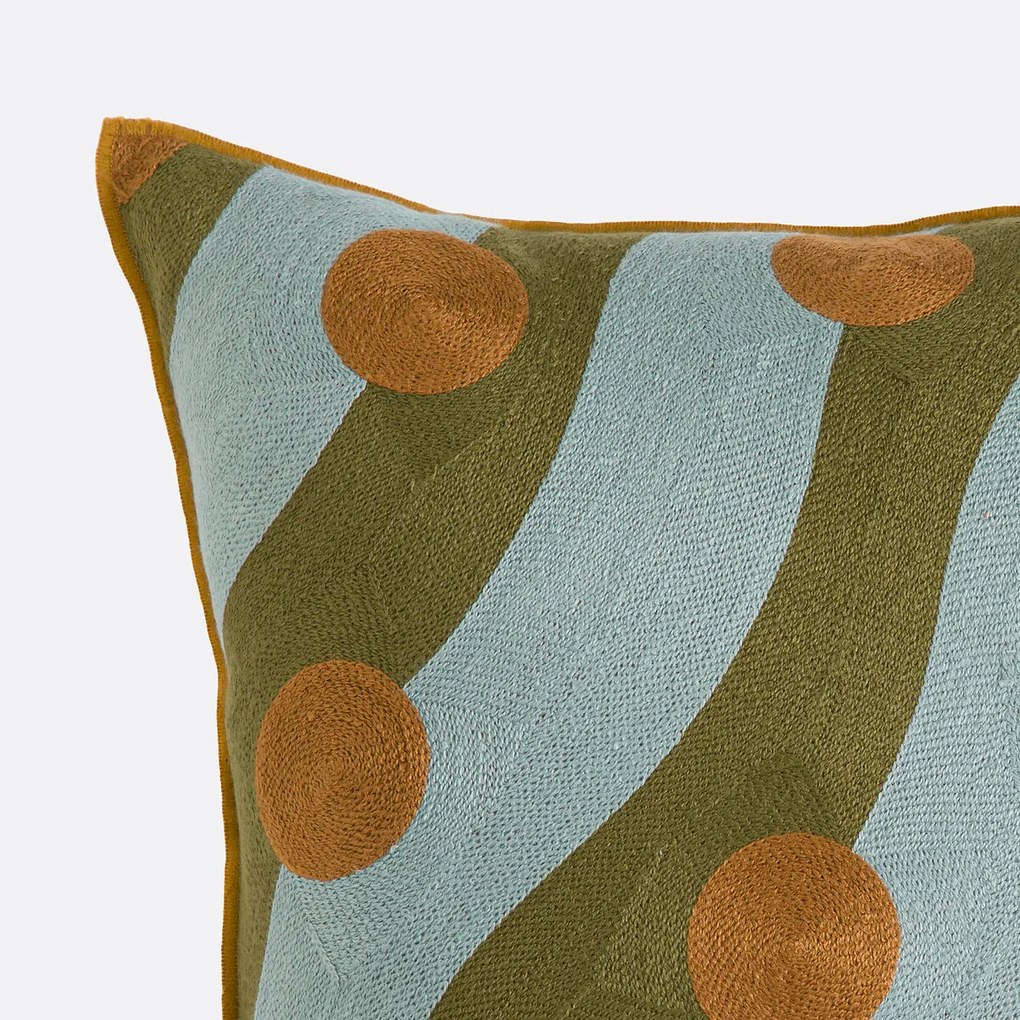 Vierkante kussenhoes 45x45 cm, linnen en geborduurd katoen, TOUMA