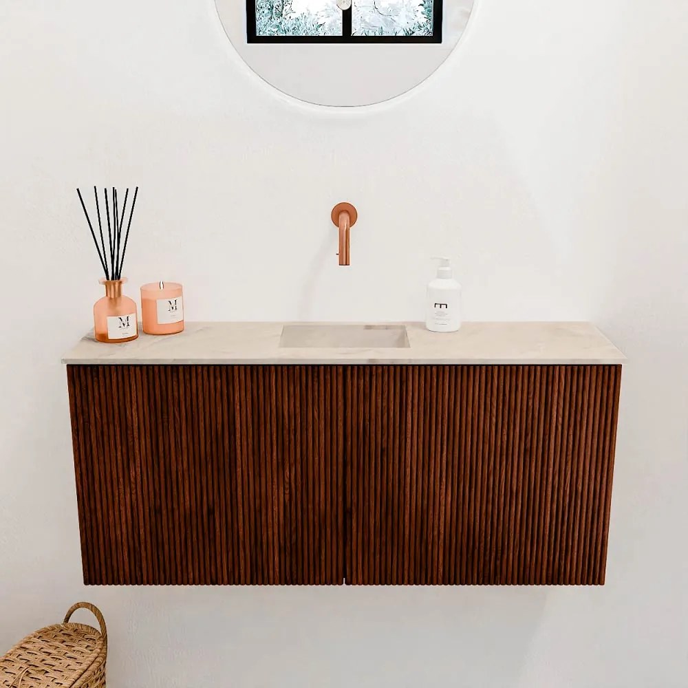 Mondiaz Joya DLux 90cm toiletmeubel ruby met wastafel faye midden zonder kraangat frappe