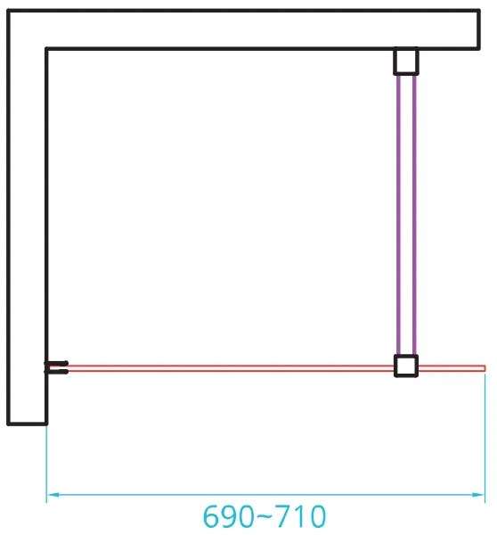 van Rijn ST01 inloopdouche met privacybaan 70x200cm chroom