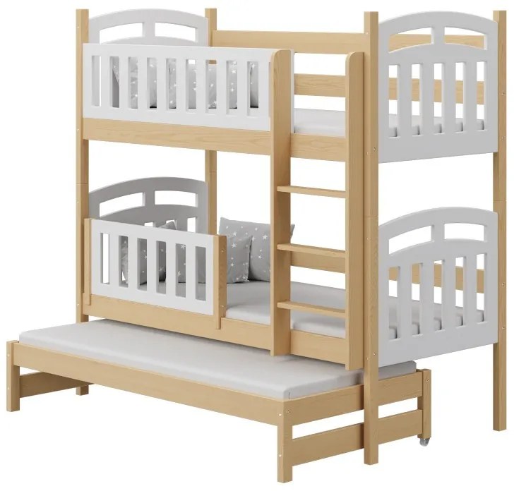 Kinderen Wit grijs Massief houten driedubbel stapelbed Noah - voor kinderen kinderen junior 5059914052716 Children's Beds Home, 160x80, Twee kleine, S