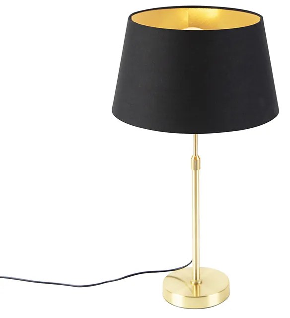 Tafellamp goud/messing met kap zwart met goud 32 cm - Parte