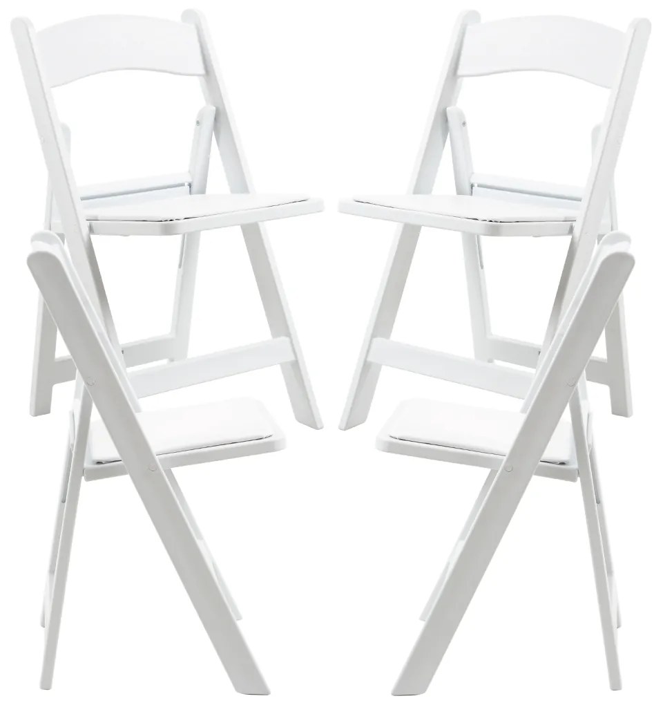 Pak 4 opvouwbare Gala stoelen met kussen met houteffect