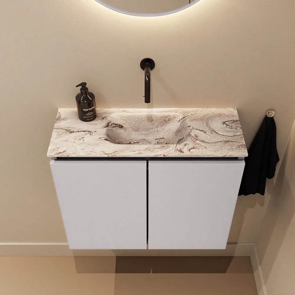 Mondiaz Ture DLux toiletmeubel 60cm cale met wastafel glace midden zonder kraangat