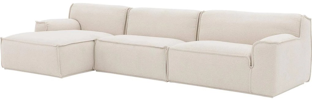 Goossens Excellent Bank Sens wit, stof, 1,5-zits, urban industrieel met chaise longue links