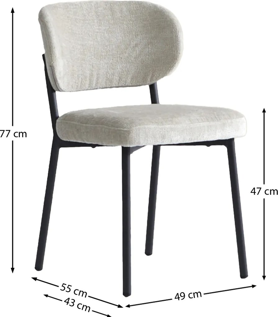 Moderne Eetkamerstoel Beige Stof