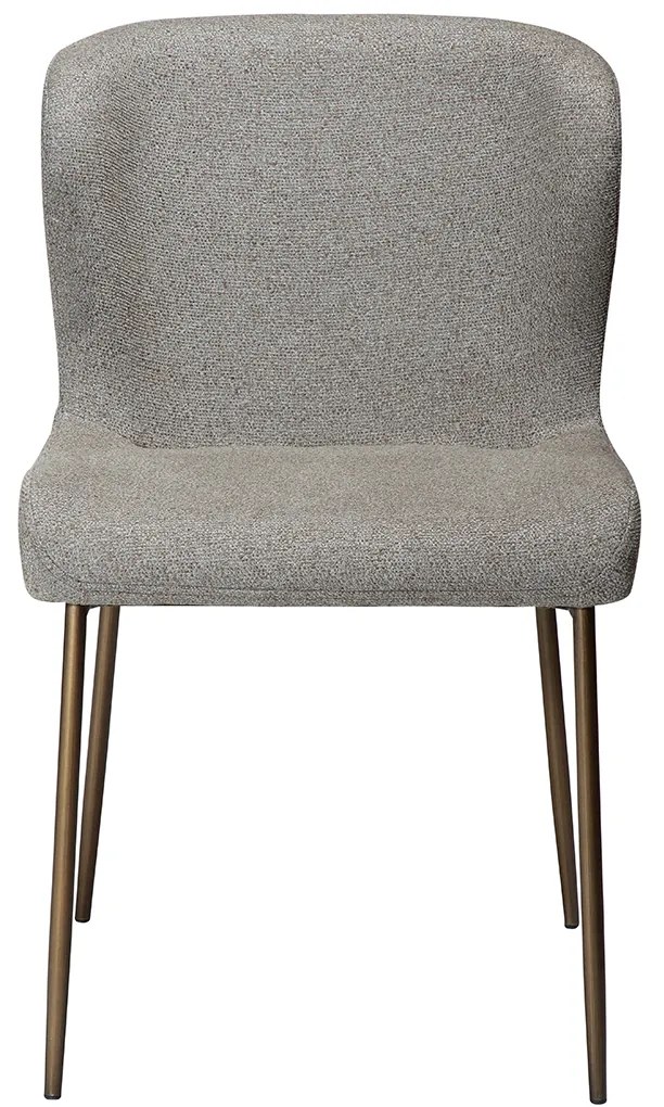Dan-Form Glam Luxe Eetkamerstoel Boucle Grijsbruin En Antique Brass