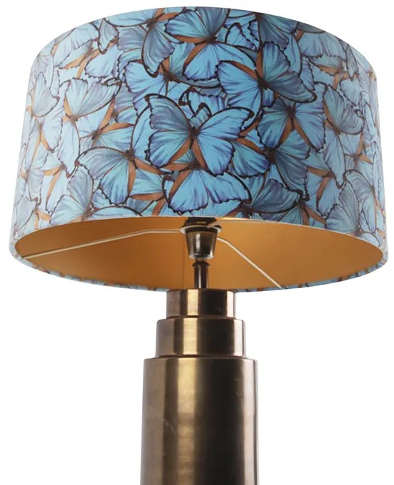 Tafellamp brons met velours vlinder kap 50 cm - Bruut Art Deco E27 rond Binnenverlichting Lamp