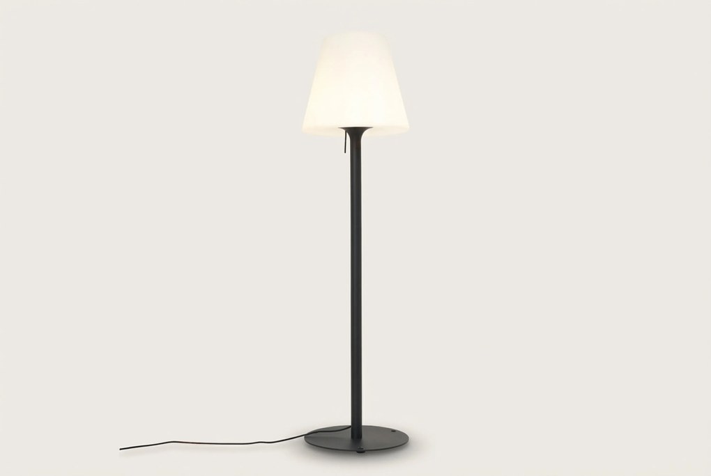 Moderne Buiten Vloerlamp Zwart Met Witte Kap IP - Big Virginia Zwart