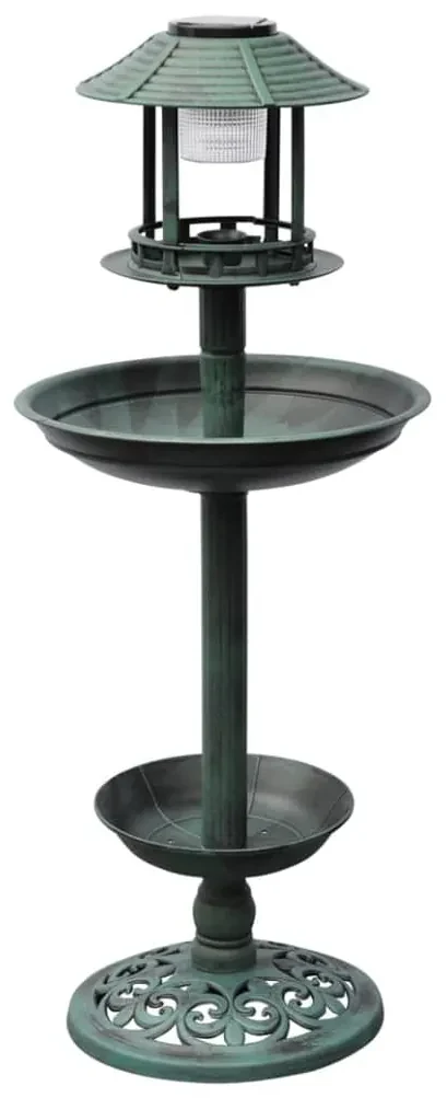 vidaXL Vogelbad/voederhuisje met solarverlichting