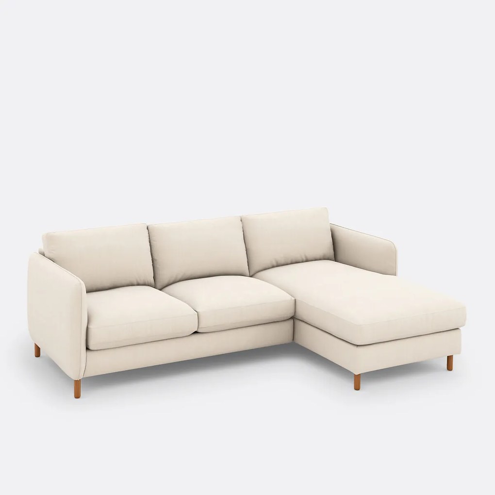 4-zits hoekbank rechts in polyester, LOMÉO