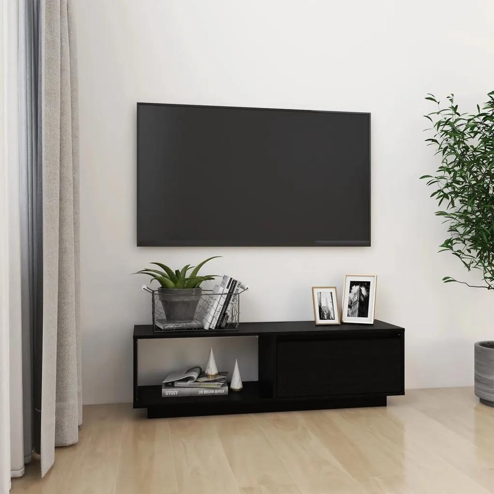 vidaXL Tv-meubel 110x30x33,5 cm massief grenenhout zwart