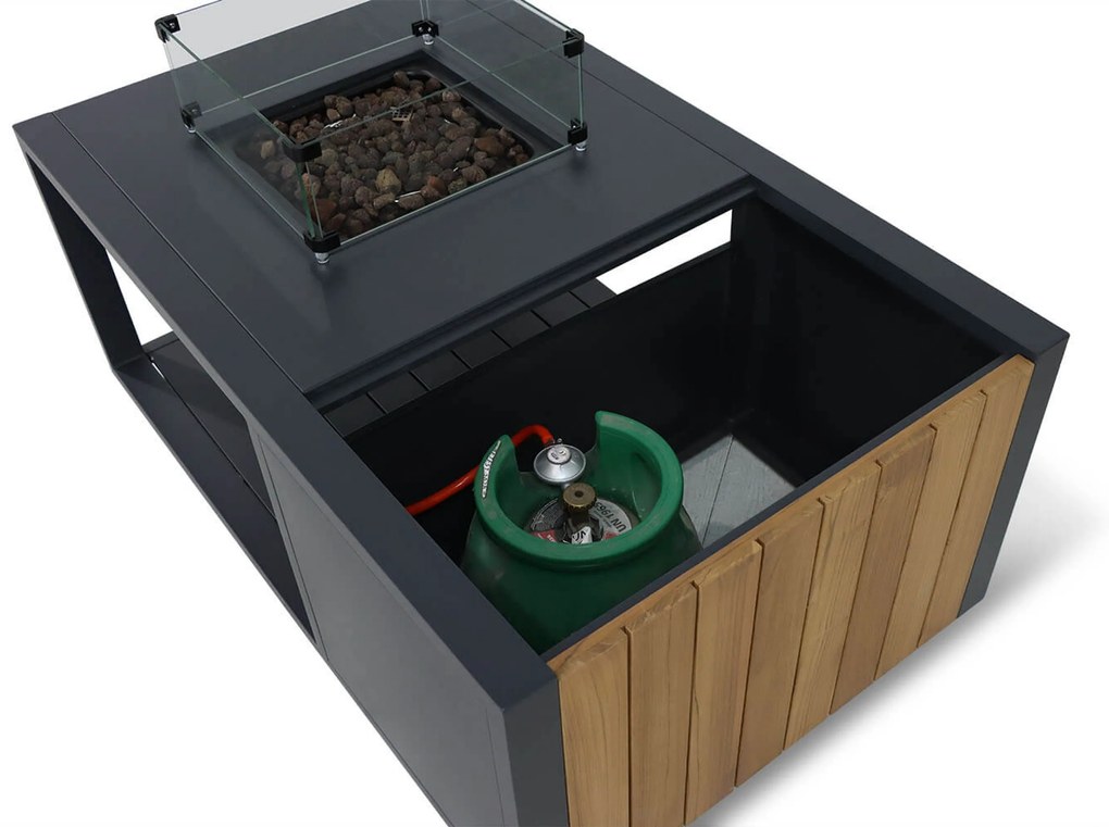 Hoek loungeset 5 personen Aluminium/teak Grijs  Santika Furniture Santika