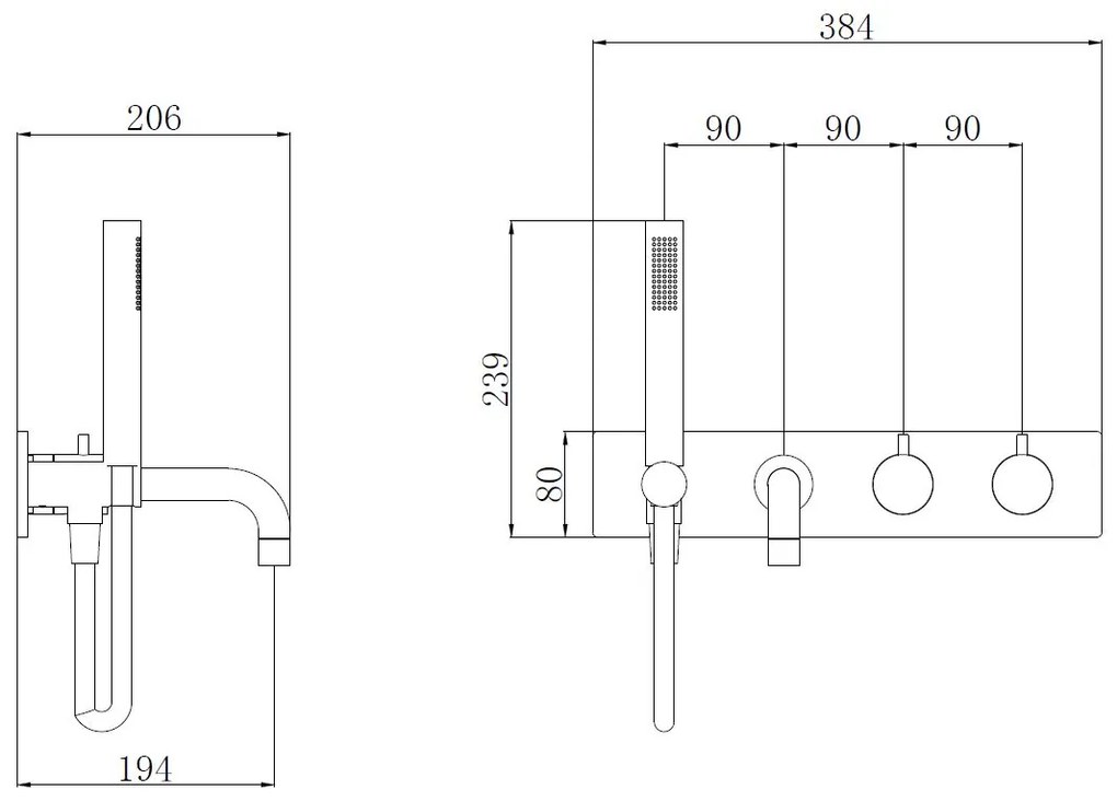 Mueller Stylo inbouw badthermostaat 2-knops