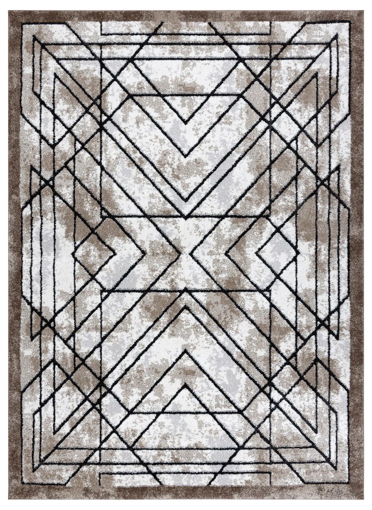 Tapijt modern COZY Lina, geometrisch - Structureel,  twee poolhoogte , bruin