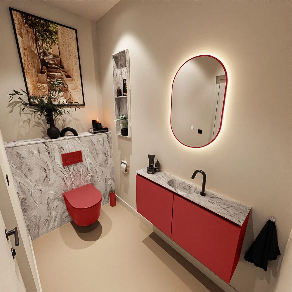 Mondiaz Ture DLux toiletmeubel 100cm fire met wastafel glace midden met kraangat