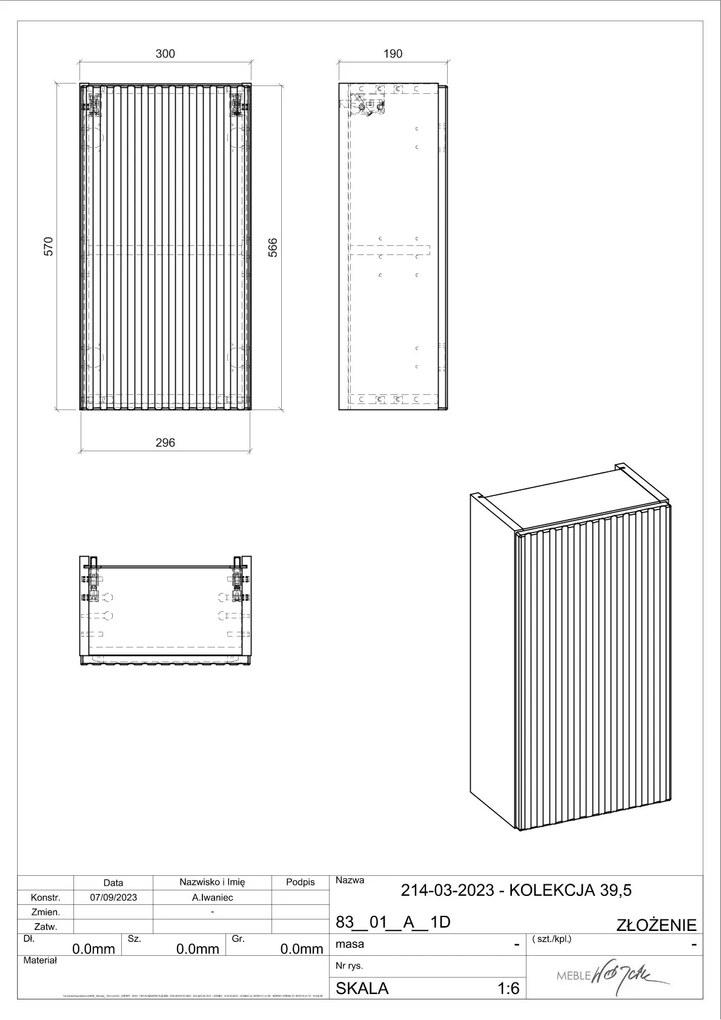 Comad Nova White half hoge kast 30x20x60cm wit