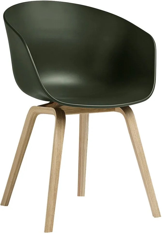 Hay AAC22 stoel met gelakt onderstel kuip green