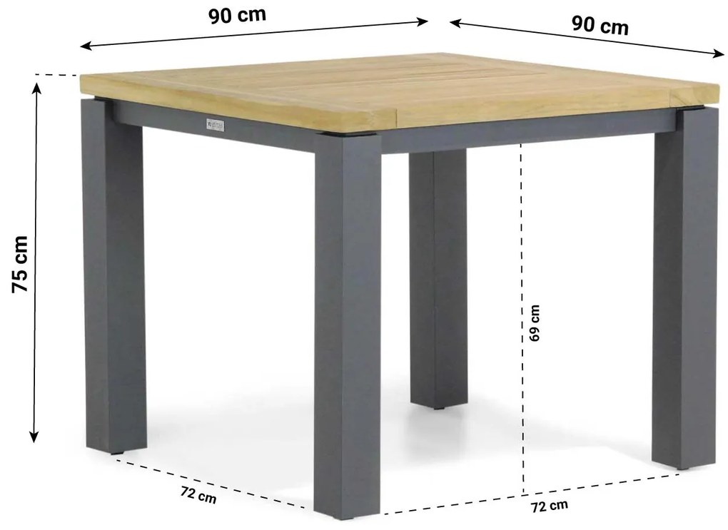 Tuinset 4 personen 95 cm Aluminium/wicker Grijs Garden Collections Milton/Veneto
