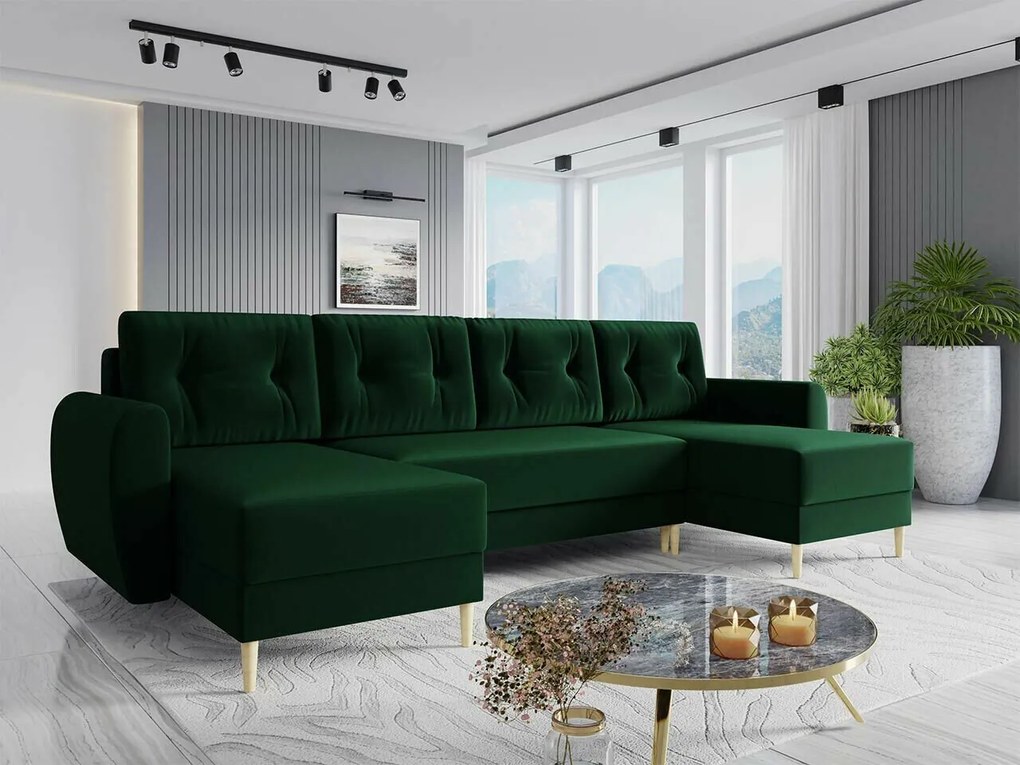 Hoekbank Memphis 110, Aanwezig, Aanwezig, 307x139x95cm, 116 kg, Poten: Hout