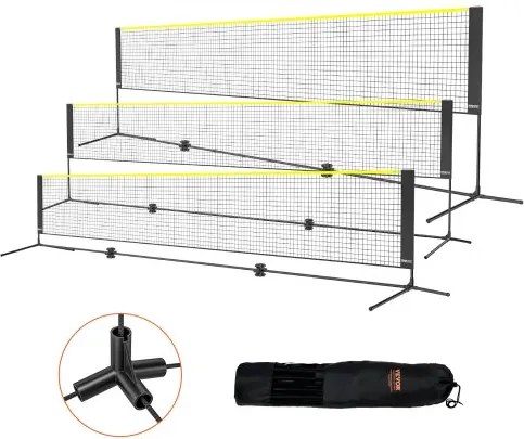 VEVOR Badmintonnet Hoogteverstelbaar Volleybalnet, 5,2 m Opvouwbaar Pickleballnet, Draagbare Tennisnetset met Stokken & Standaard & Draagtas, voor Sport- en Fitnesstraining in de Tuin,