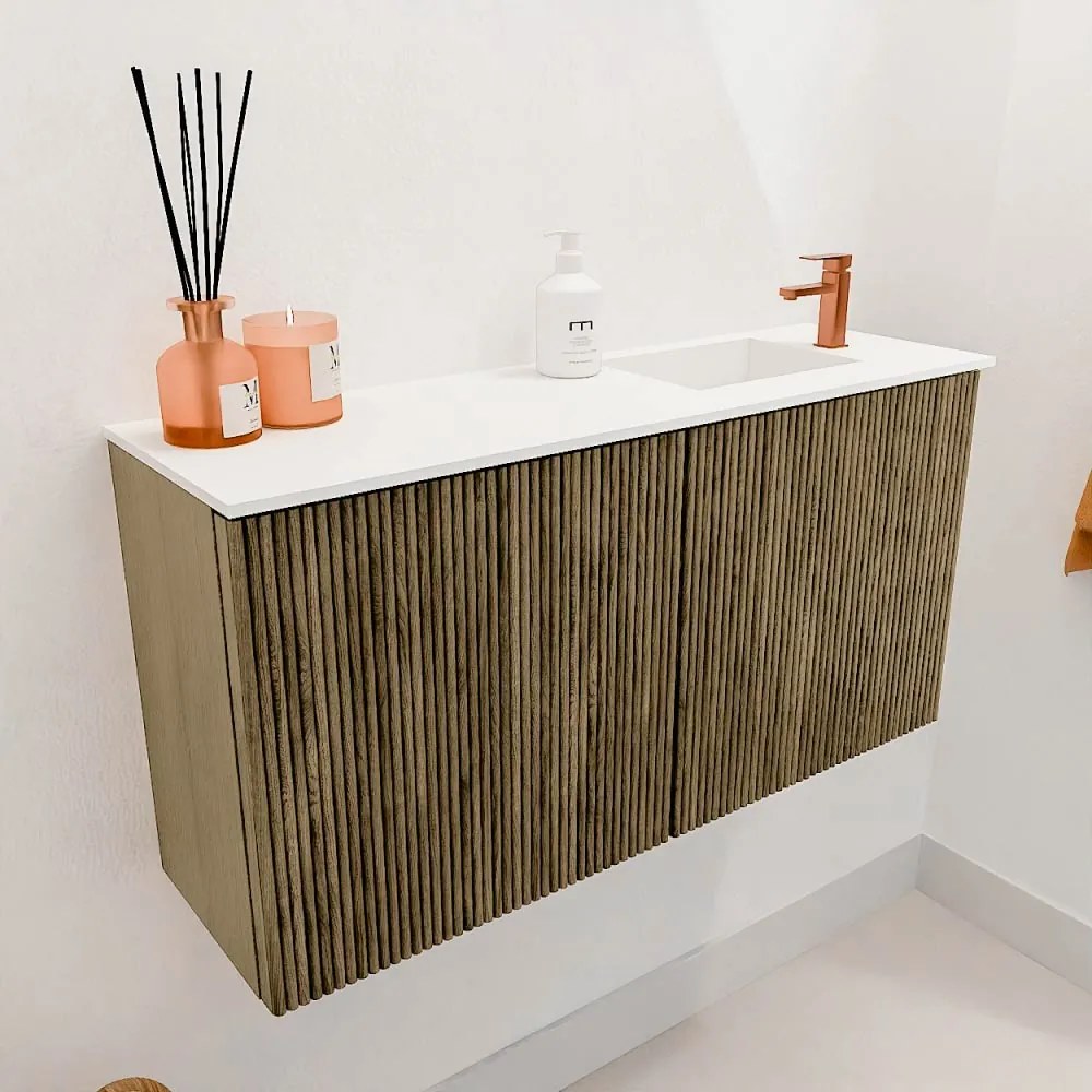 Mondiaz Joya 80cm toiletmeubel dusk met wastafel faye rechts 1 kraangat talc