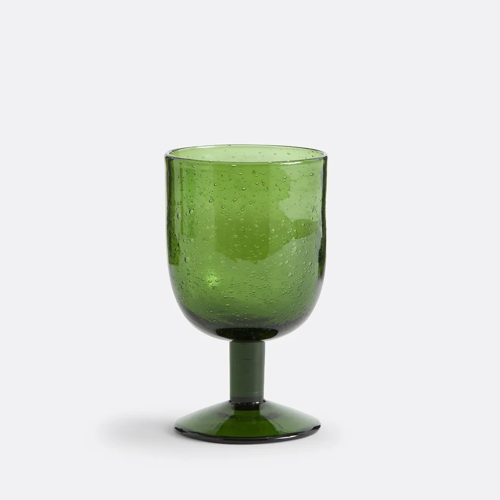 Set van 6 glazen op voet in bubbelglas, Faraji