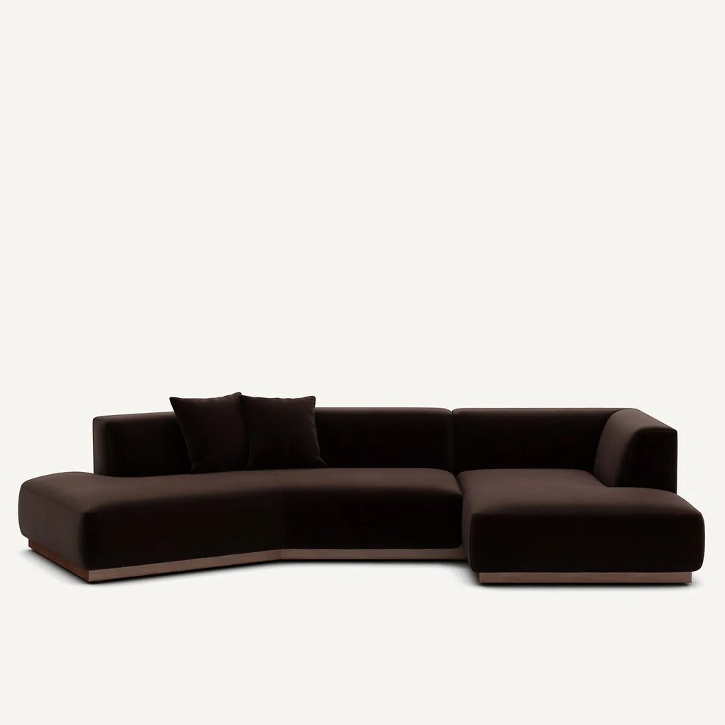 Rechter open hoekbank in fluweel, Jacopo