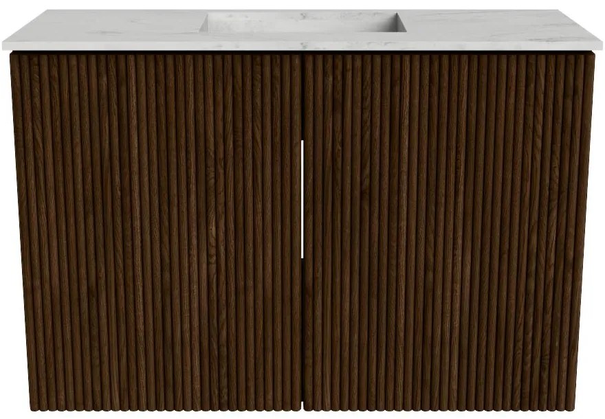 Mondiaz Joya DLux 60cm toiletmeubel walnut met wastafel faye midden 1 kraangat opalo