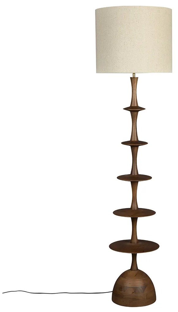 Dutchbone Cath Walnut Houten Vloerlamp Walnoot