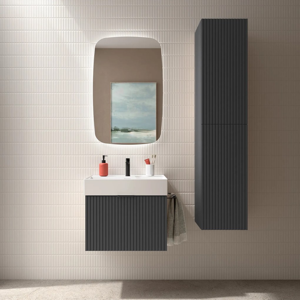 Muebles Raya onderkast ribbelfront 60cm met 1 softclose lade antraciet mat