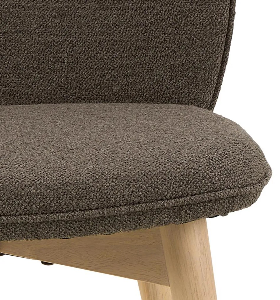 Eetkamerstoel Met Houten Poten Taupe Boucle