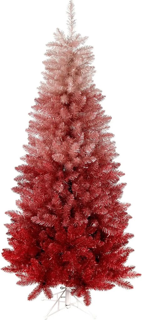 Vegas Red Pink kunstkerstboom - 213 cm - ombre roze/rood - Diameter 91 cm - 981 tips - metalen voet