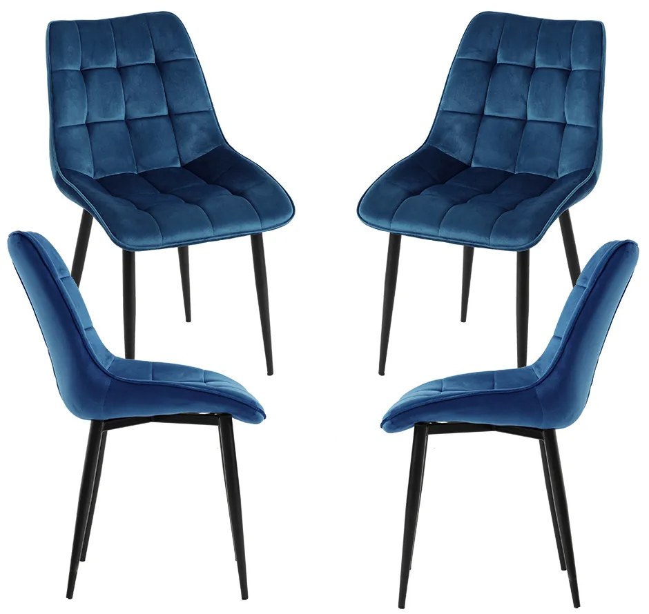 Set van 4 fluwelen Cade Stoelen