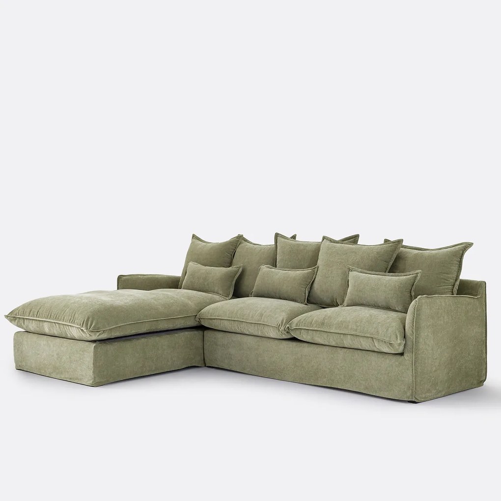 Hoekbank links, omvormbaar, afneembare hoes, 4-zits, gemêleerd polyester, ODNA
