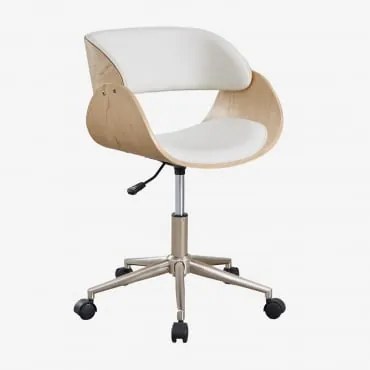 Bureaustoel Op Wielen Van Hout En Kunstleer Lorete Natuurlijk Hout - Sklum