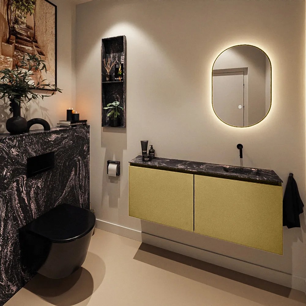 Mondiaz Ture DLux toiletmeubel 120cm oro met wastafel lava rechts zonder kraangat