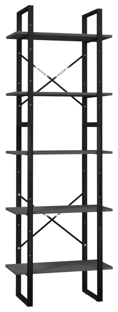 vidaXL Boekenkast met 5 schappen 60x30x175 cm grenenhout grijs