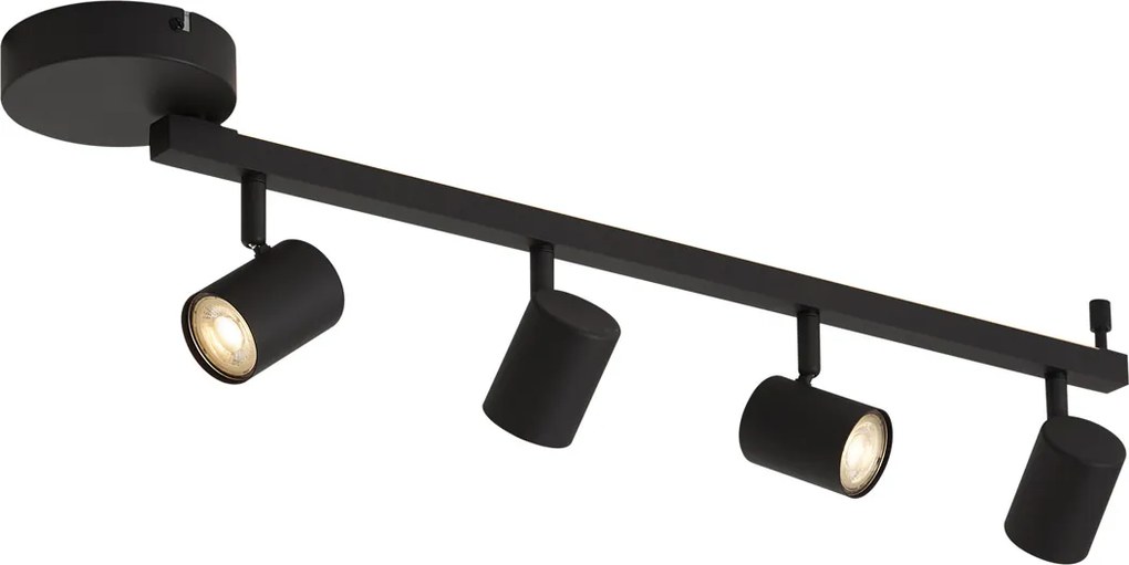 Moderne plafondspot zwart GU10 50mm 4-lichts incl. backlight en 3-way switch - Back Up